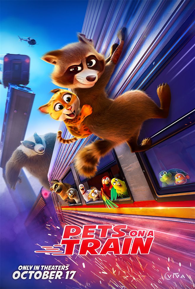 Pets on a Train Large Poster