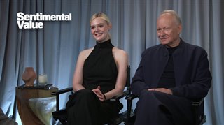 Elle Fanning and Stellan Skarsgård chat about 'Sentimental Value' - Interview Video Thumbnail